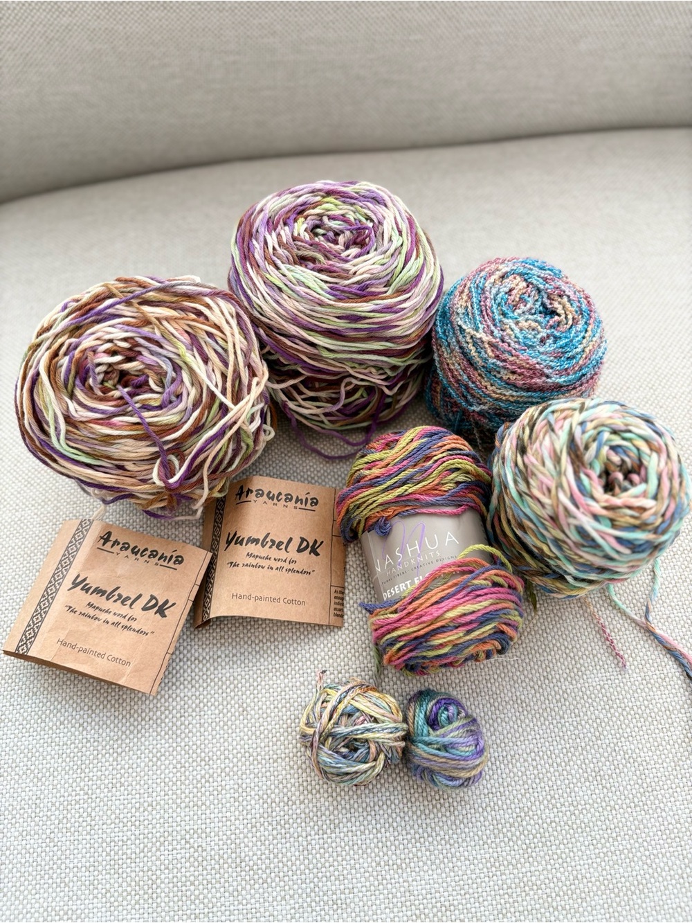 araucania dk Hand-Painted Cotton Yarn lot - Multicolor Nashua